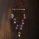 Kuber Industries Handcrafted Rajasthani Traditional Windchimes|Wooden Wall Hanging Toran,Latkan for Home Décor (Multicolor)